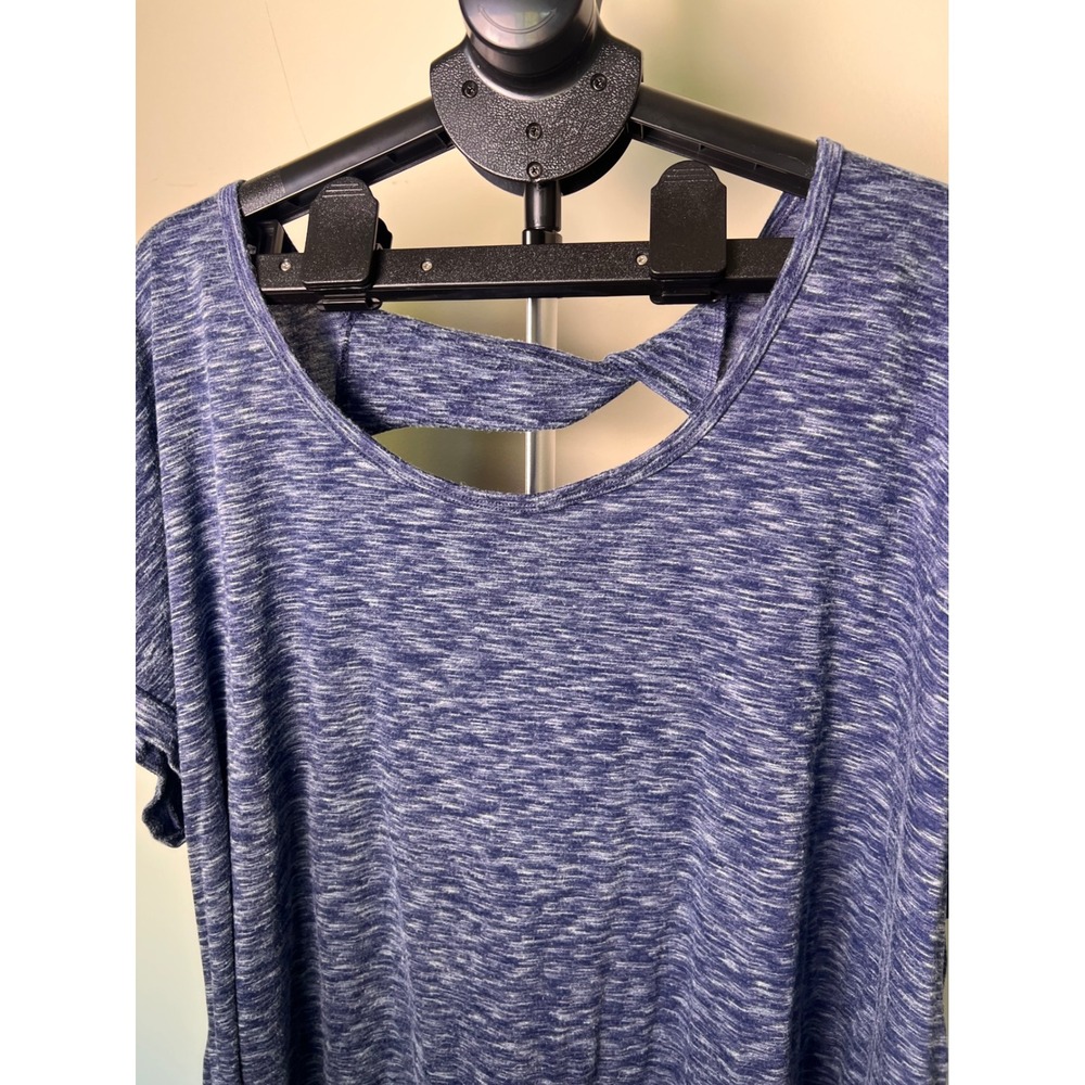 BCG Activewear Top Women 3X Blue Excellent Twist Back Space Dye Short Sleeve Gym